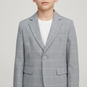 Garnitur szary w kratkę
